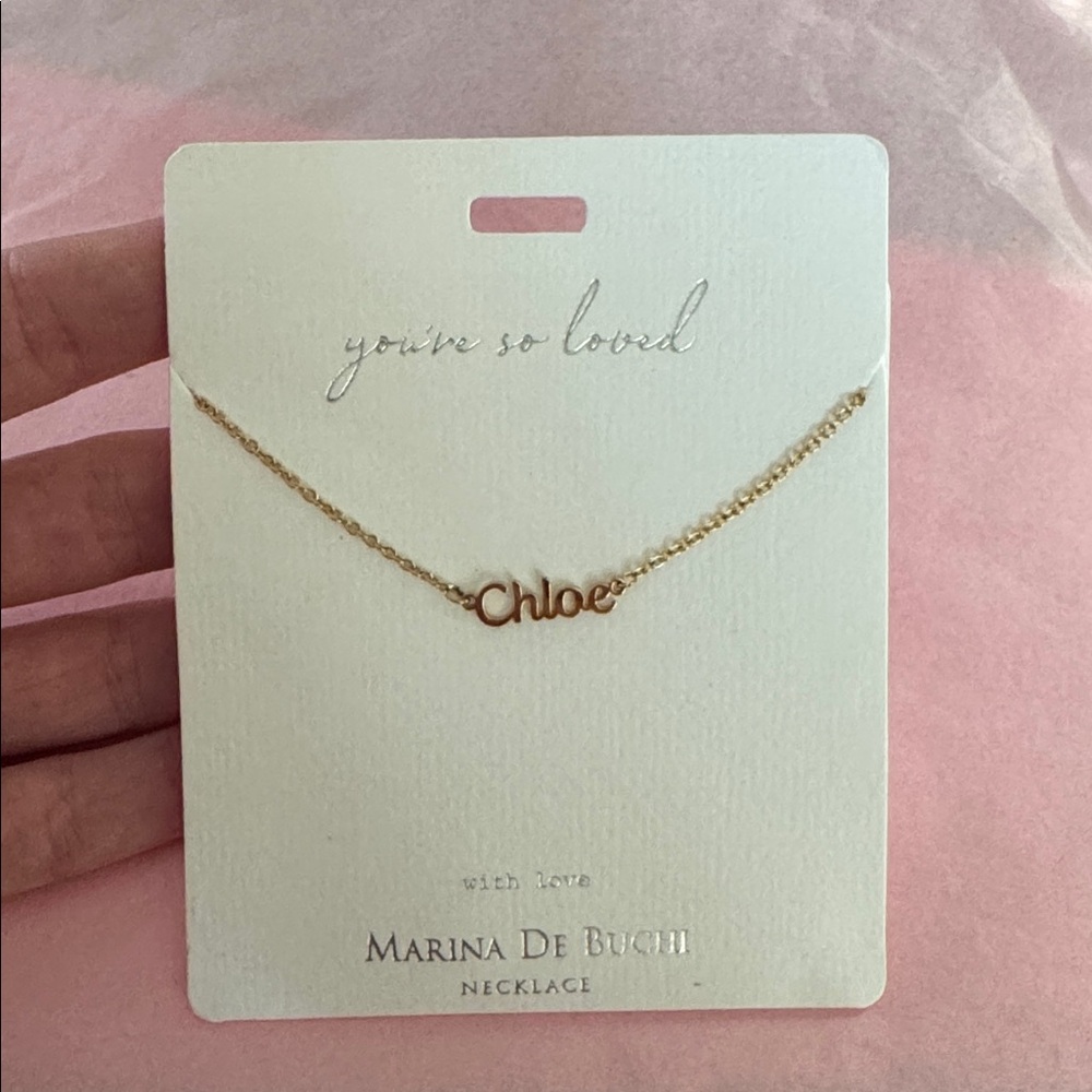 Gold Plated 'Chloe' Script Necklace - 14”-18” (tarnish-free)
